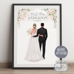 Wedding Gift, Print, Bride Bridesmaids & Groom, Anniversary Gift For Him, Her - thumbnail 1