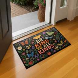 Kindness Doormat, Insect Floral Welcome Mat, Nature Entry Rug, Classroom Door Decor - thumbnail 4