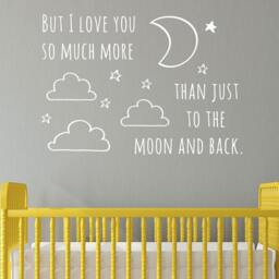 Moon & Back Wall Decal - Nursery Kids Room Vinyl Art - thumbnail 2