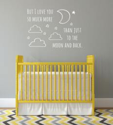 Moon & Back Wall Decal - Nursery Kids Room Vinyl Art - thumbnail 1