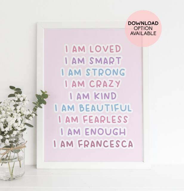 Affirmation Childrens Print, Printable Art, For Nursery, Homeschool Print, Pastel Nursery I Am Art Nursery Positive Print - image 1