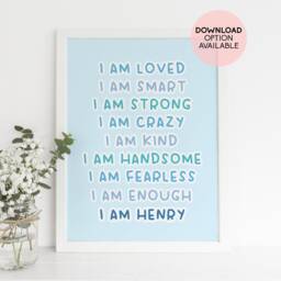 Affirmation Childrens Print, Printable Art, For Nursery, Homeschool Print, Pastel Nursery I Am Art Nursery Positive Print - thumbnail 2
