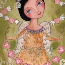 Angel Artwork, Painting, Acrylic Painting Art, Religious Saint Portrait, Portrait, Patron Angel, Folk Wall Deco For - thumbnail 2