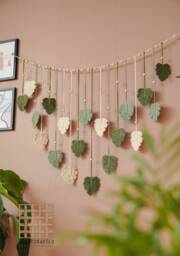 Monstera Leaves Bunting Garland Wall Hanging, Safari Jungle Theme, Plant Lover Gift, Geometric Art, Mothers Day Gift L09 - thumbnail 1