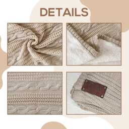Personalized Cable Knit Blanket, Sherpa Throws, Cozy Christmas Gift, Engraved Leather Patch, Anniversary Mothers Day/Fathers Day Gift - thumbnail 4