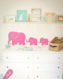 Elephant Family Wall Decal Cute Nursery Sticker Kids Room Art Tattoo Kw024