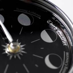 Tabic Prestige Handmade Moon Phase Clock in Chrome With Jet Black Dial Created A Mirrored Backdrop - thumbnail 3