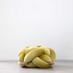 Knot Ottoman in Citron Velvet Fabric, Ottoman , Knot Floor Pillow, Modern Pouf, Cushion, Pouf Ottoman, Meditation - thumbnail 4