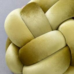Knot Ottoman in Citron Velvet Fabric, Ottoman , Knot Floor Pillow, Modern Pouf, Cushion, Pouf Ottoman, Meditation - thumbnail 2