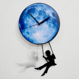 Boy Swinging On The Moon - Wall Clock With Pendulum Clock Unique Decor Gift Idea - thumbnail 2