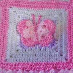 Crochet Baby Girl Blanket Afghan 3D Butterflies For Bassinet Or Crib Perfect For Butterfly Nursery, Shower Newborn Coming Home Gift - thumbnail 3