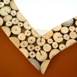 "Handmade Slice Rustic Teak Wood Wall Hanging Heart Shape Mirror Wooden Home Art Decor 13"" X13" - thumbnail 3