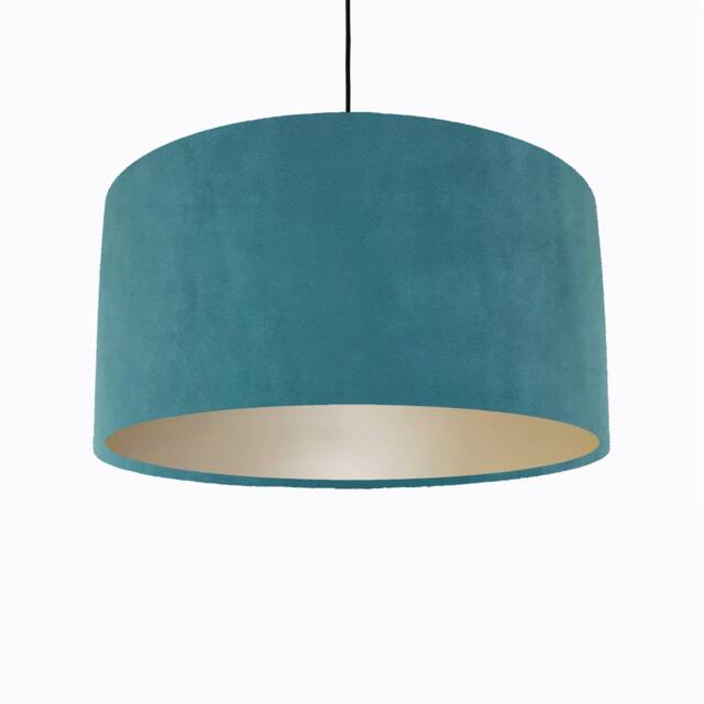 Teal Lampshade in Velvet With Champagne Lining Large Plain Ceiling Lightshade - image 1