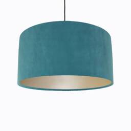 Teal Lampshade in Velvet With Champagne Lining Large Plain Ceiling Lightshade
