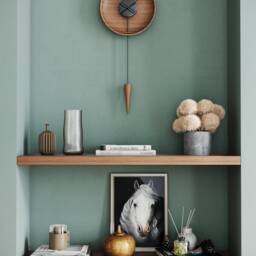 Wood Pendulum Wall Clock - Orbit, Walnut Natural Design, Silent Modern Home Decor - thumbnail 3
