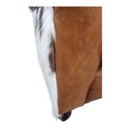 Cowhide Wingback Armchair Queen Anne Style Brown Leather Accent - thumbnail 4