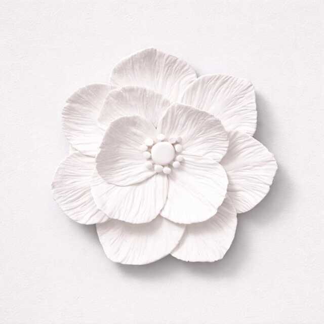 Anemone Flower Wall Sculpture - White Floral Art Home Styling Decor - image 1