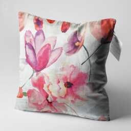 Pink Magnolias Chenille Pillow Cover - Double Sided Floral Throw Cushion - thumbnail 3