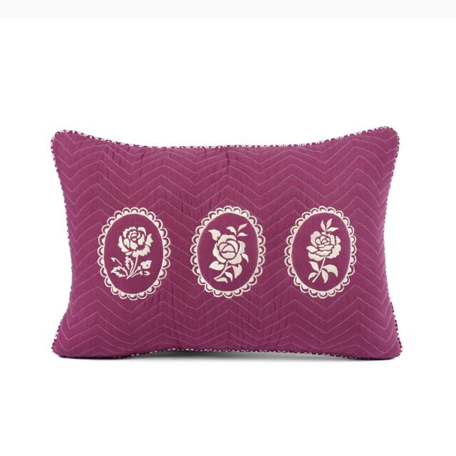 Plum/Maroon Dominoterie Embroidered Cotton Pillow Cover, Sizes Available - image 1