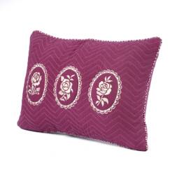 Plum/Maroon Dominoterie Embroidered Cotton Pillow Cover, Sizes Available - thumbnail 2