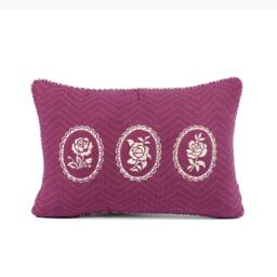 Plum/Maroon Dominoterie Embroidered Cotton Pillow Cover, Sizes Available - thumbnail 1
