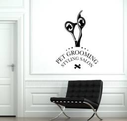 Pet Grooming Vinyl Wall Decal Styling Salon Dog Groomer Animal Care Center Scissors Stickers Mural - #2756Di - thumbnail 1
