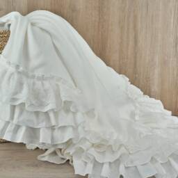 Linen Queen Duvet Cover Set Ruffled Lace, Italian Fabric - thumbnail 3