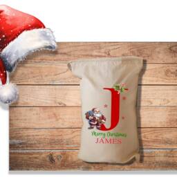 Personalised Christmas Santa Sack - Custom Initial & Name Gift Bag Large Cotton Xmas Present Holiday Stocking Alternative - thumbnail 4