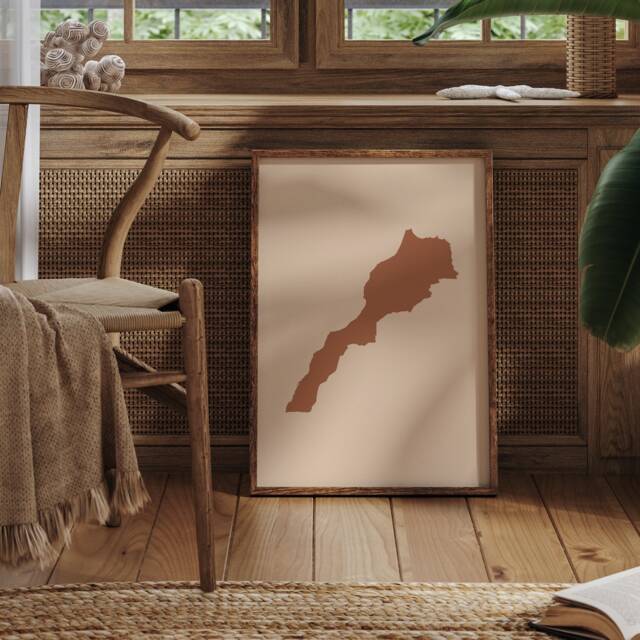 Morocco Map Boho Wall Art Print Mid Century Travel Poster - image 1
