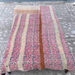 Cotton Kantha Reversible Quilt Block Print Patchwork Handmade Boho Bedspread - thumbnail 4