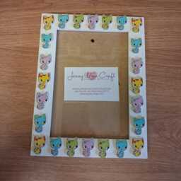 Colourful Wooden Kitten Shaped Button Photo Frame 5 X 7 Inches - thumbnail 2
