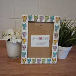 Colourful Wooden Kitten Shaped Button Photo Frame 5 X 7 Inches - thumbnail 3