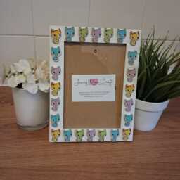 Colourful Wooden Kitten Shaped Button Photo Frame 5 X 7 Inches - thumbnail 4