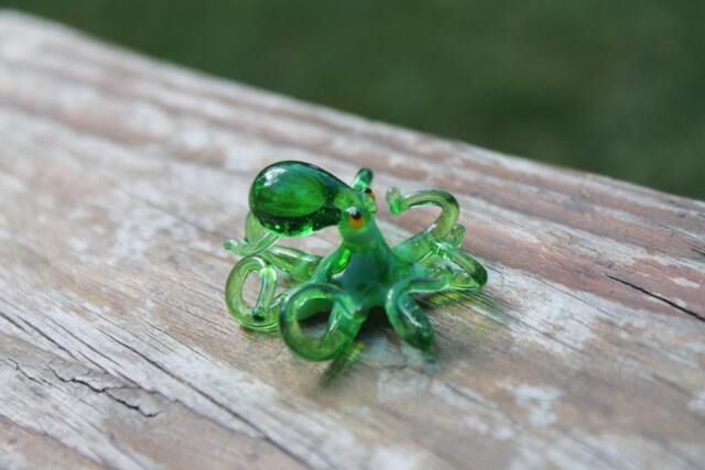 Small Glass Octopus Animal Figurines Miniature Little Animals Murano Gift Blown Sculpture Art Collectible Artglass Lampwork - image 1