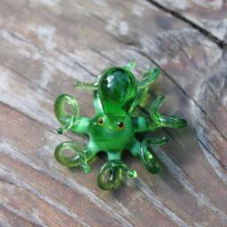 Small Glass Octopus Animal Figurines Miniature Little Animals Murano Gift Blown Sculpture Art Collectible Artglass Lampwork - thumbnail 3