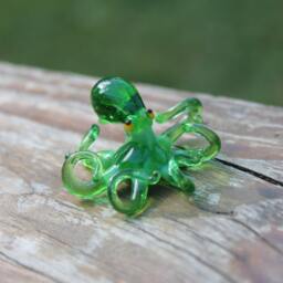 Small Glass Octopus Animal Figurines Miniature Little Animals Murano Gift Blown Sculpture Art Collectible Artglass Lampwork - thumbnail 4