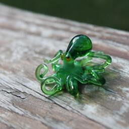 Small Glass Octopus Animal Figurines Miniature Little Animals Murano Gift Blown Sculpture Art Collectible Artglass Lampwork - thumbnail 2