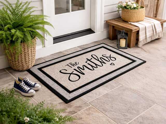Personalized Doormat - Custom Outdoor Rug Housewarming Gift Closing Realtor New Home Washable - image 1