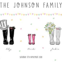 Welly Wedding Picture, Gift Couple Unique, Wellies, Welly Boots, Wellingtons, Bride & Groom, Family, Mr Mrs, Farming Gift - thumbnail 2