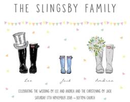 Welly Wedding Picture, Gift Couple Unique, Wellies, Welly Boots, Wellingtons, Bride & Groom, Family, Mr Mrs, Farming Gift - thumbnail 1