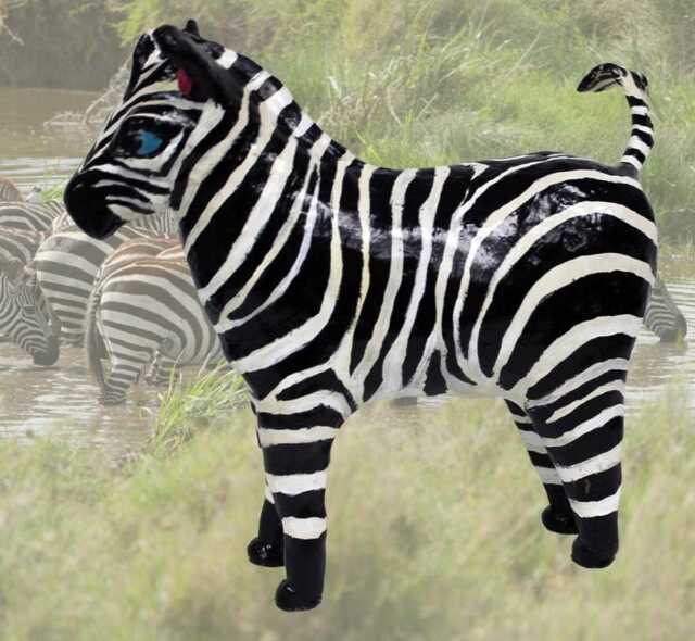 Paper Mache Clay Zebra Sculpture - Zara - image 1