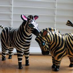 Paper Mache Clay Zebra Sculpture - Zara - thumbnail 4