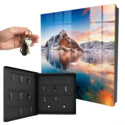 Mountain Harmony Wall Mounted Key Cabinet, Blue Box For Home, Photographic Landscapes, Nature Lovers - thumbnail 1