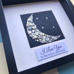 I Love You To The Moon & Back Framed Wall Art, Silver Button Perfect For A Child's Bedroom - thumbnail 3