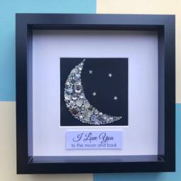 I Love You To The Moon & Back Framed Wall Art, Silver Button Perfect For A Child's Bedroom - thumbnail 1