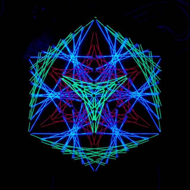 Uv Psychedelic Tiny Lotus Mandala String Art, 15cm/6 Inches, Handmade Wall Art, 3D, Black Light, Home Decor, Wall Hanging, Yoga, Thread&nails - image 1