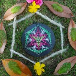 Uv Psychedelic Tiny Lotus Mandala String Art, 15cm/6 Inches, Handmade Wall Art, 3D, Black Light, Home Decor, Wall Hanging, Yoga, Thread&nails - thumbnail 2