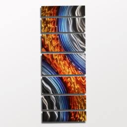 Large Metal Wall Art Modern Orange & Blue Aluminum Sculpture - thumbnail 4