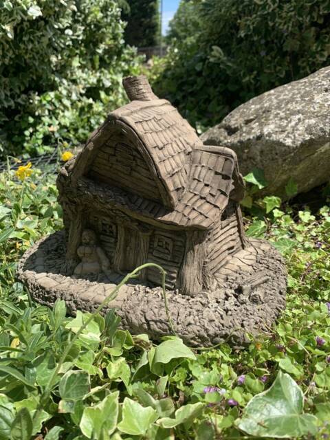 stone Garden Large Wooden House Unique Gift Concrete Ornament - image 1