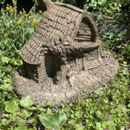 stone Garden Large Wooden House Unique Gift Concrete Ornament - thumbnail 2